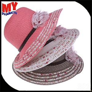 wholesale Fashion Summer wide brim sun with flower for women beach hats colorful sun hat