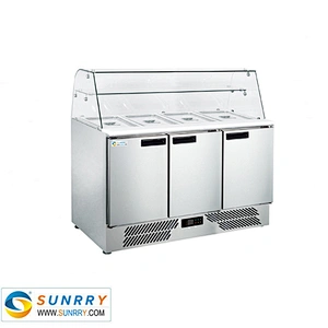 Curved Glassed Refrigerated Salad Pizza Sandwich Making Table 5 Pans (SY-RST900G SUNRRY)