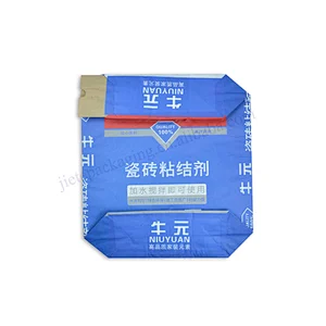 Empty multilayer white kraft paper cement packing bag dimension 38*40*10cm 20kg tile adhesive