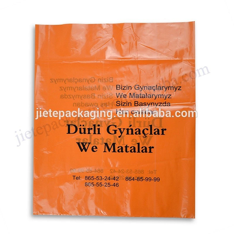 Orange PE plastic garment shopping bag for promotion