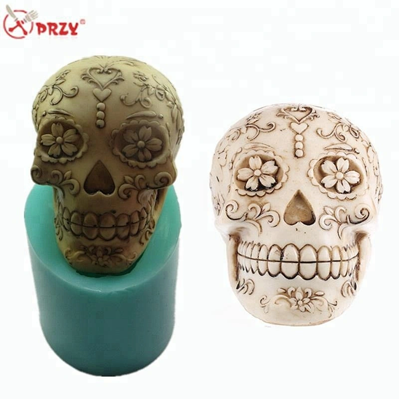 QT0006 PRZY Halloween cake fondant house decoration skulls flowers silicone handmade mold