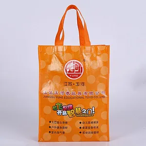 Custom orange non-woven bag can stand for toy packaging