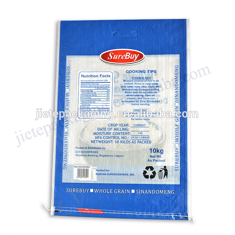 China supplier 10kg pp woven plastic grain rice bag with transparent window