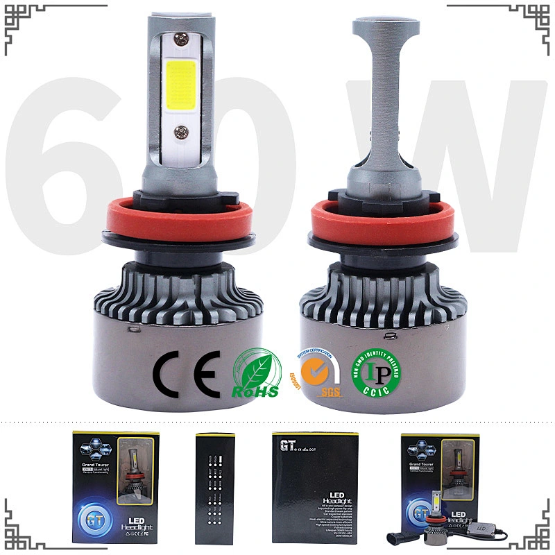 2017 Auto Parts Led Car Headlight H1 H3 H4 H7 H13 9007 9005 9006 GT 12v 24v 6000K Led Headlight Bulbs H11 80W 8000LM
