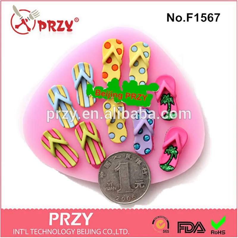 2015 hotsale decorative multi shapes slippers silicone resin mold