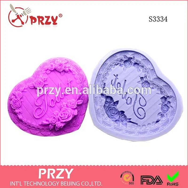 S3334 Beijing heart flower handmade soap mould for toilet heart silicone mould for soap
