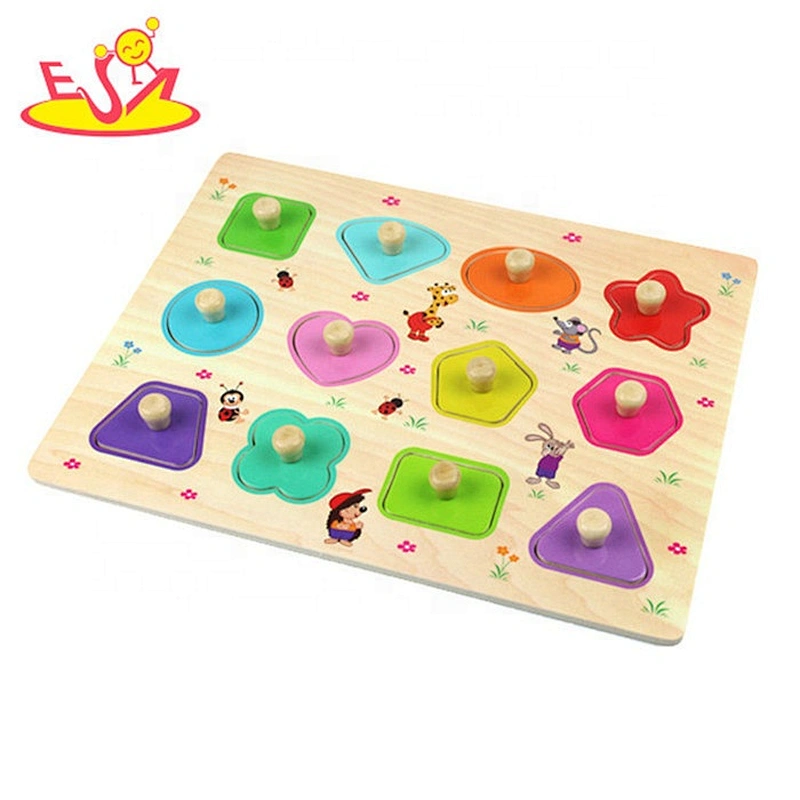 High quality kids educational wooden abc puzzle with knob W14M170