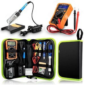 JCD soldering iron kit 60W adjustable temperature welding tool set with digital multimeter