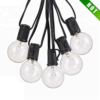 Christmas LED Light 25FT G40 Clear Globe Bulb Green Wire E12 C7 String Light