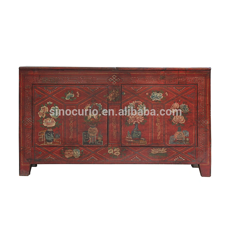 Chinese Living room cabinet Asian Antiques Hand Painted Dongbei Cabinet