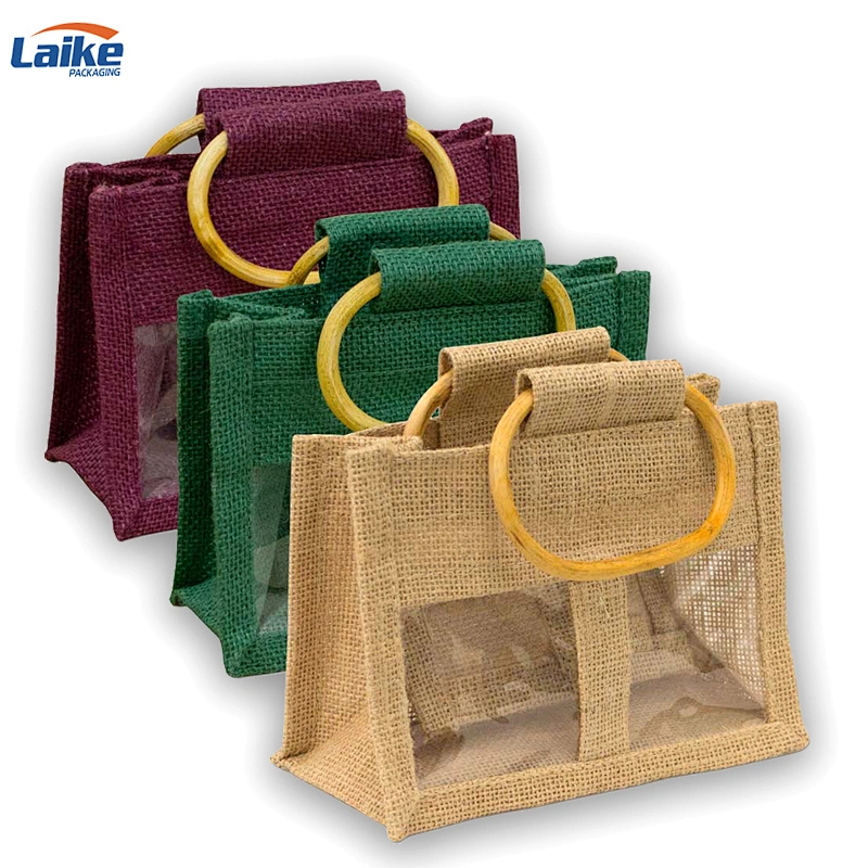 Cheap Promotional Natural Color Laminated Reusable eco Shopping jute Bag tote bags with custom printed logo