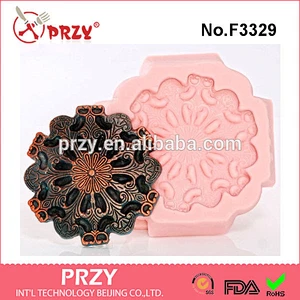 F3329 Scroll Work Medallion Silicone Mold- Cake Decorating Mold Fondant Gum Paste Chocolate Craft Jewelry Mold