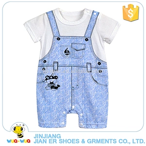 Wholesale simple style suspender trousers pattern baby kids romper suit