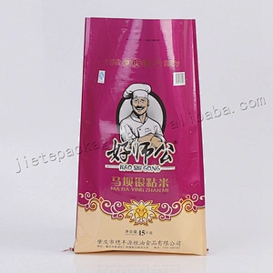 Customized red 15kg laminated plastic virgin pp woven rice bag size 40*70cm