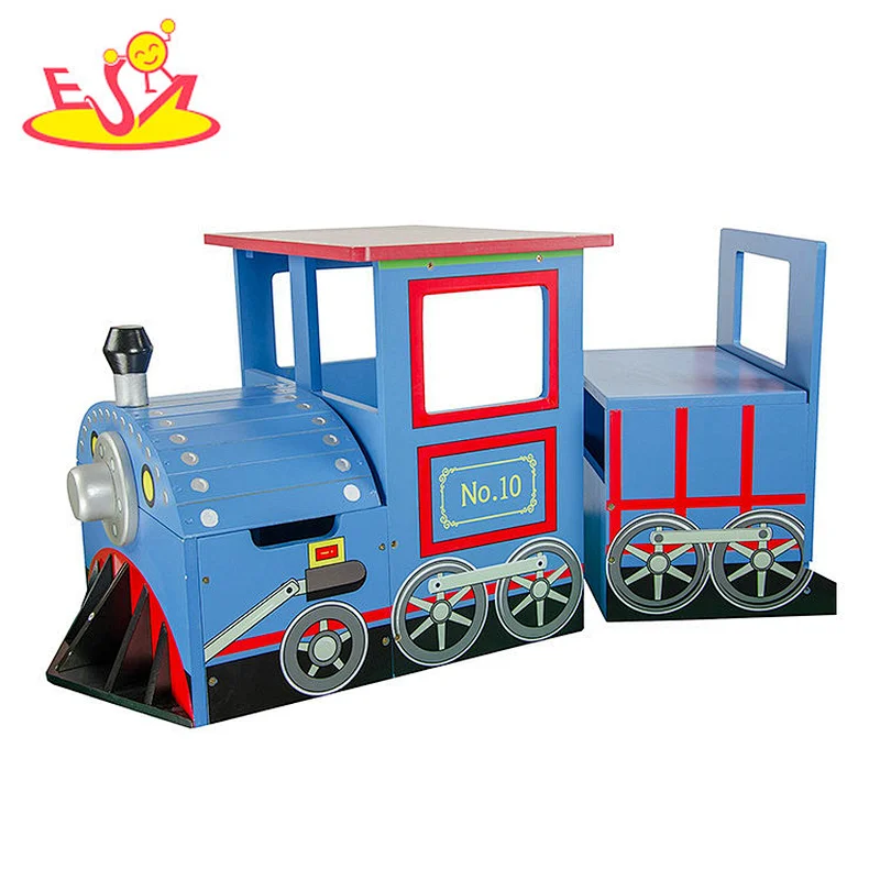 2018 Wholesale gorgeous design toys wooden table and chair set kids with wheels W08G242