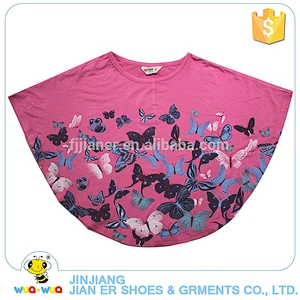 Latest unique design butterfly pattern printing baby girls shirts