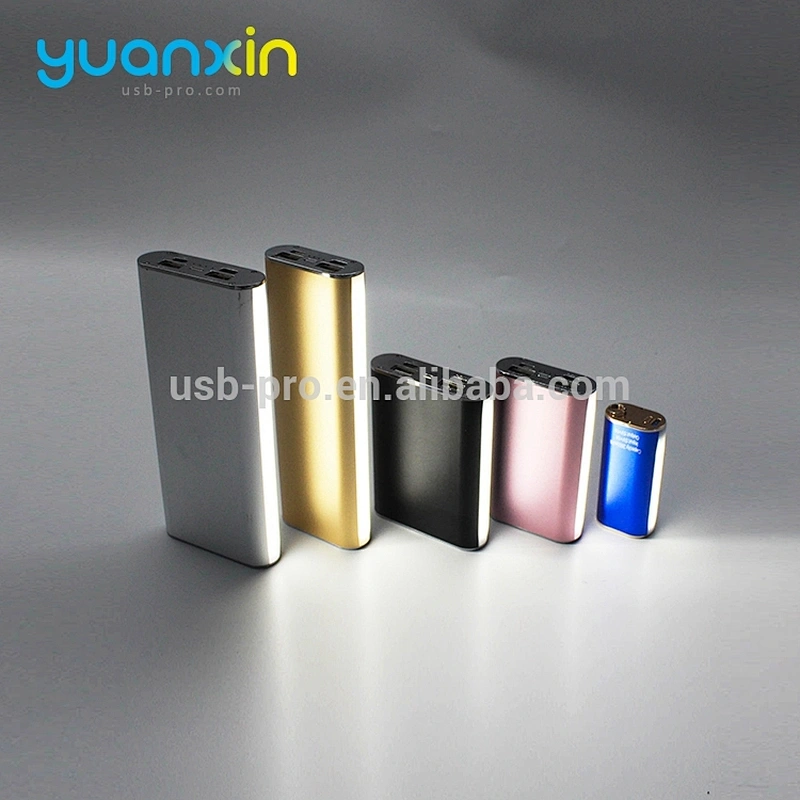 8000mAh Color Silver Red Blue Green Material Metal With LED lights Power Bank