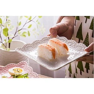 High quality fancy lace edge pattern dish square plate for available goods