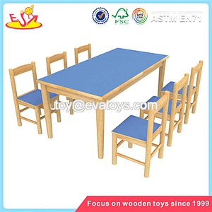 Wholesale simple style wooden table and 6 chairs for kids study and eating W08G230