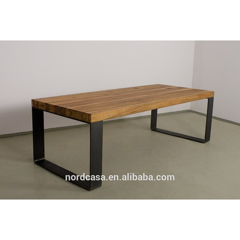 Antique square vintage industrial metal dining table