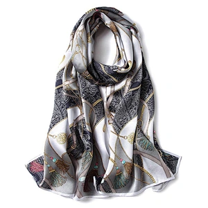 New fashion women satin silk scarf shawl custom digital print silk scarf