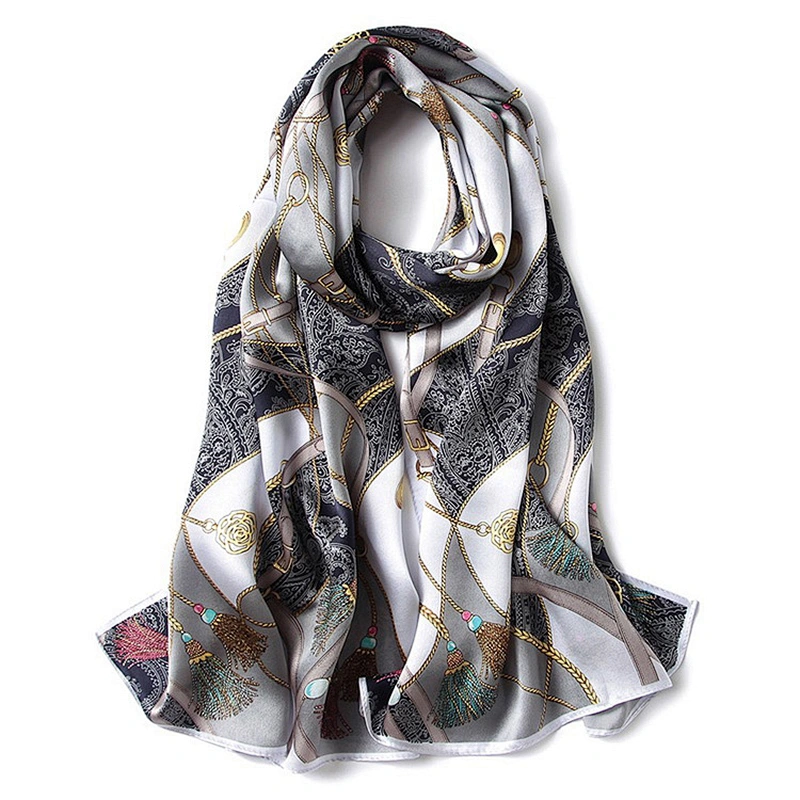New fashion women satin silk scarf shawl custom digital print silk scarf