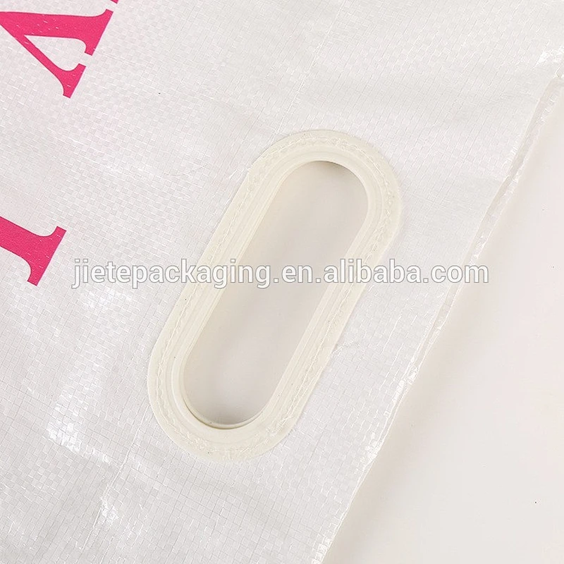 Industrial and agriculture use bopp laminated pp woven fabric white plastic shopping bag for flour,sugar,feed,fertilizer,cement