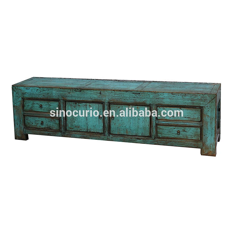 Chinese antique old vintage style solid wood shining TV stands and cabinets