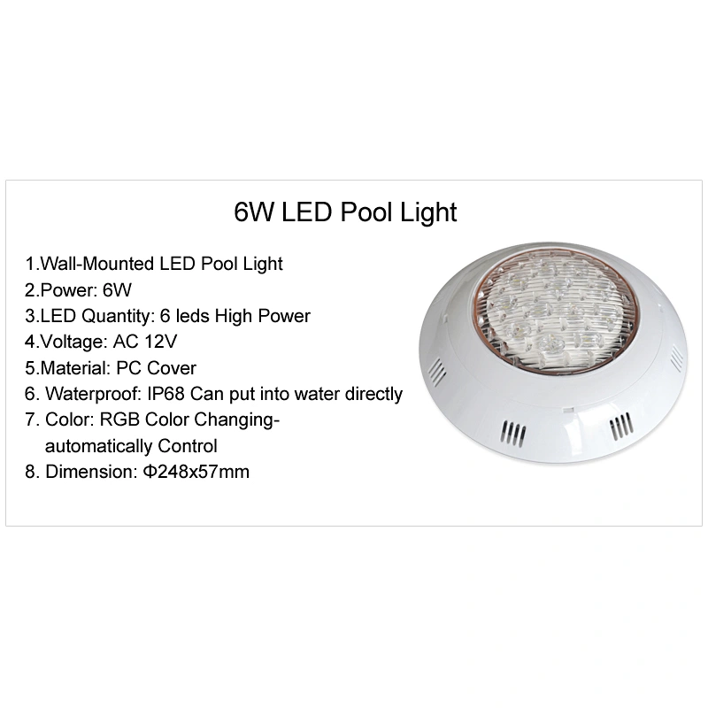 6W Surface mounted submersible led light for swimming pool
