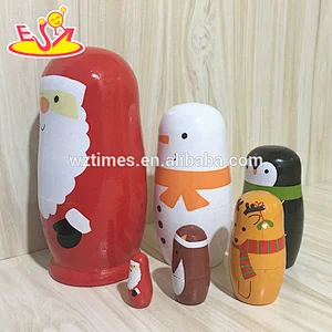 2018 Wholesale interesting nesting dolls 5 pcs wooden santa russian doll for kids W06D105