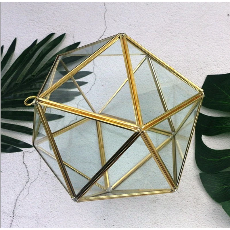 Hanging Glass Planter Vase Air Plant Pot Black Geometric Container Sphere Plant Terrarium For Succulents and Home Decor