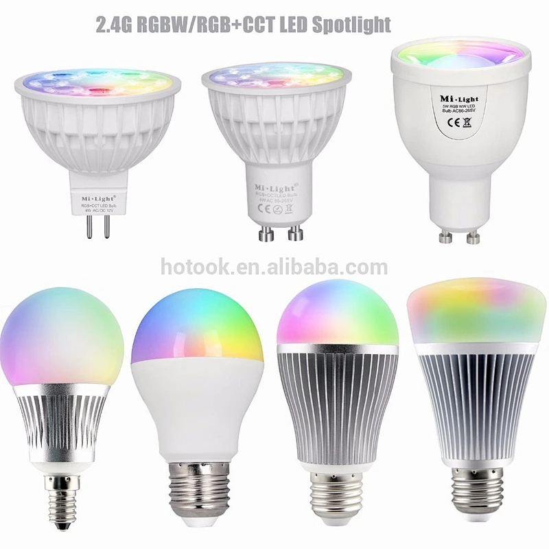 2.4G Milight 4W 5W 6W 9W GU10 MR16 E27 RGB+CCT Dimmable Spotlight Bulb Lamp