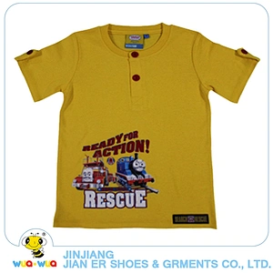 Summer 100%cotton single jersey yellow boys printed t shirts