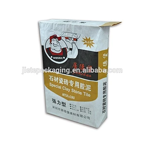 Custom printed kraft paper bag with square bottom valve port for tile adhesive, cement packing
