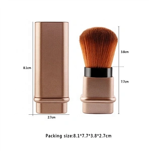 Cosmetic Brushes Custom Label-wholesale Mushroom Mini Travel Fan Brush Retractable Kabuki Makeup Brush Custom Logo