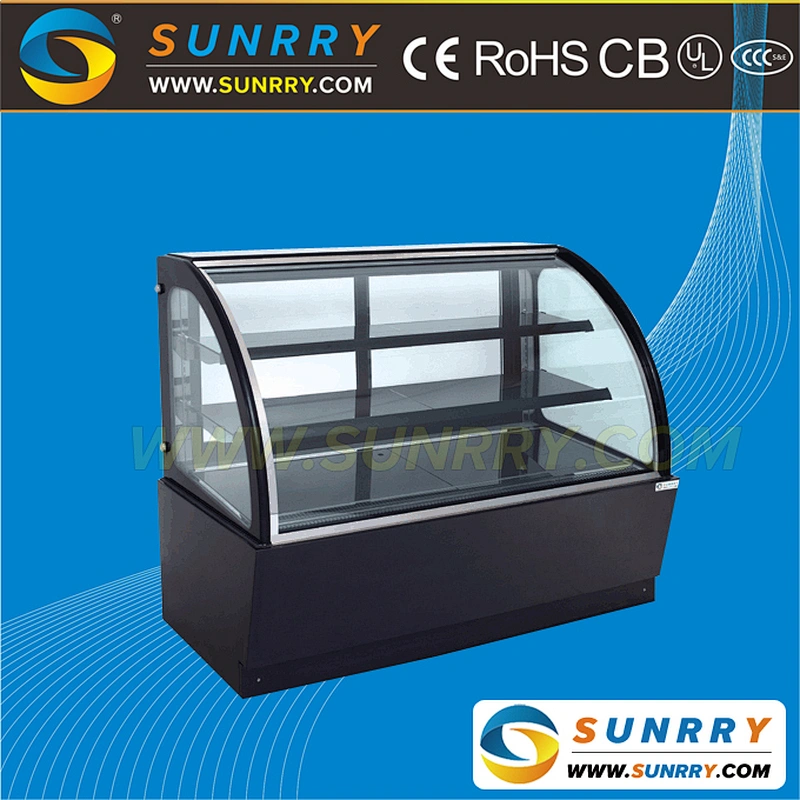 Customized acrylic vertical free standing 2-8'C cold cake display showcase with 3 Layers