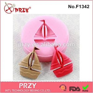 Eco-friendly fondant polymer clay boat silicone cake mold