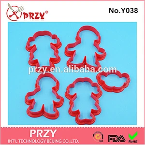 Eco-friendly Y038 human shape plastic cookie cutter set