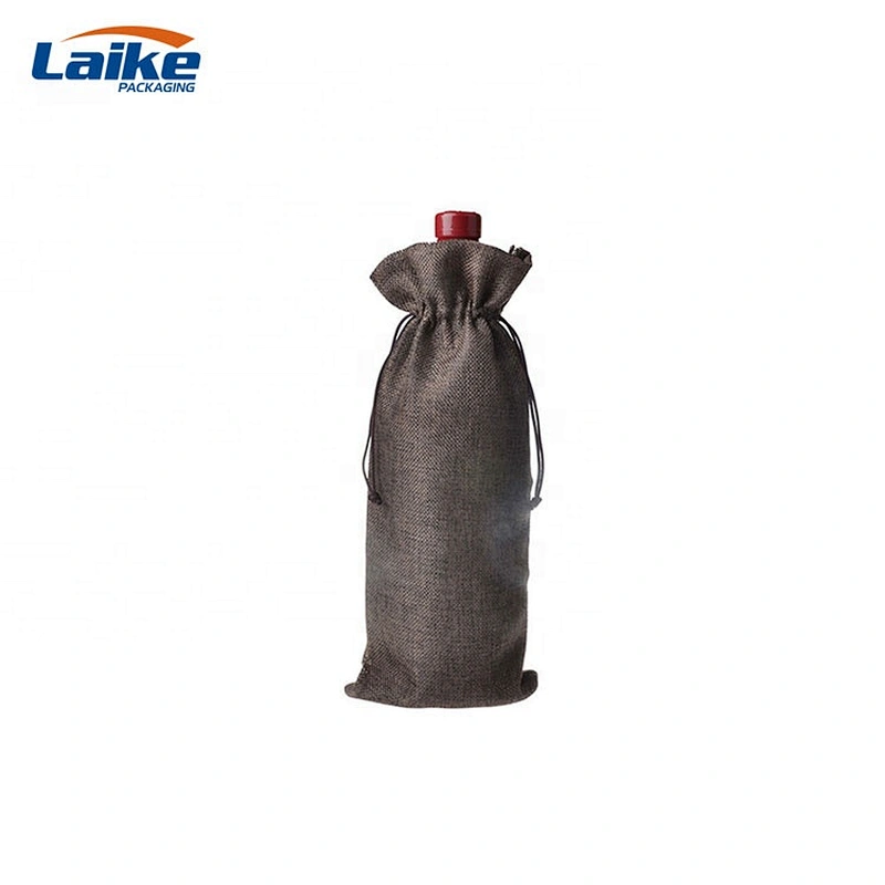 Christmas Wholesale Customized 6 Bottle Recycled Jute Drawstring Wine  Tote Protector Bags with Your Logo