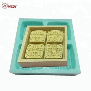 4 Cavities flower pattern Cake mould Silicone Curved Soap molds square Ice mold