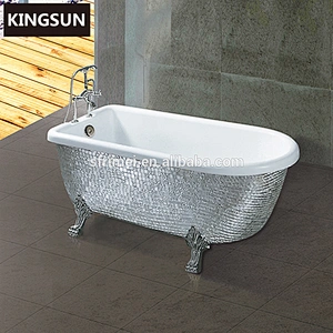 Freestanding Metal Feet Sliver Round Japanese Soaking Soaker Bathtub For Sale