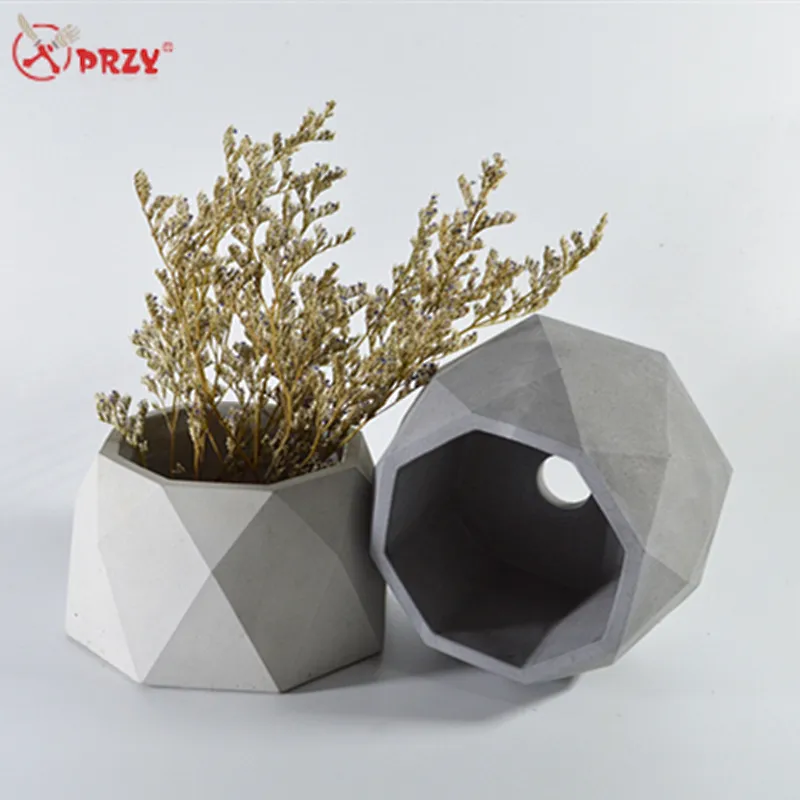 Noric Geometric octagon Concrete flower pot molds silicone diamond Cement Desktop Decorations Molds