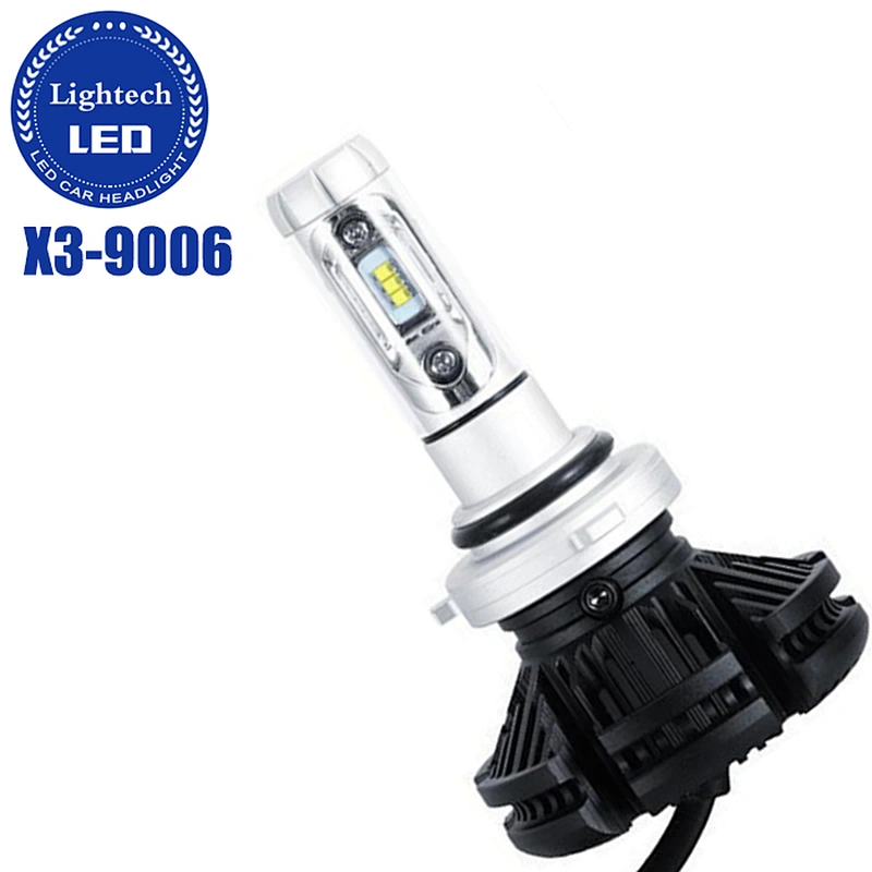Automotive LED headlight High Power 50W Fanless 3 Color Headlights HB4 9006 Led Headlight Kits