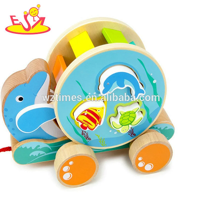 2018 Latest small animal pull toys wooden push pull toy for preschool W05B171