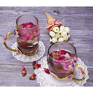 2019 newest drinking glass cup with flower design in stock shave ice flower cups luxury flower coffee cup