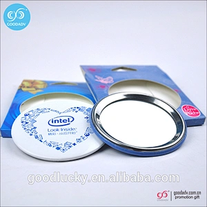 printed fashion round metal tin cosmetic mirror pocket gifts