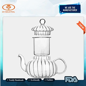 Eco-friendly high borosilicate cheap glass tea pots with handle