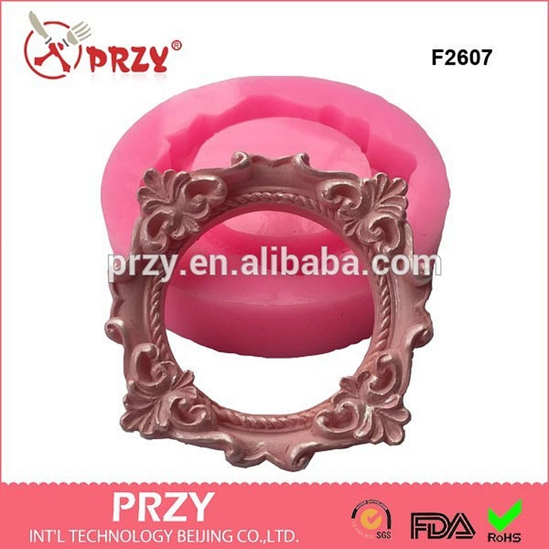 F2607 picture frame chocolate mould liquid silicone mould turn sugar tools Wedding retro art frame mold