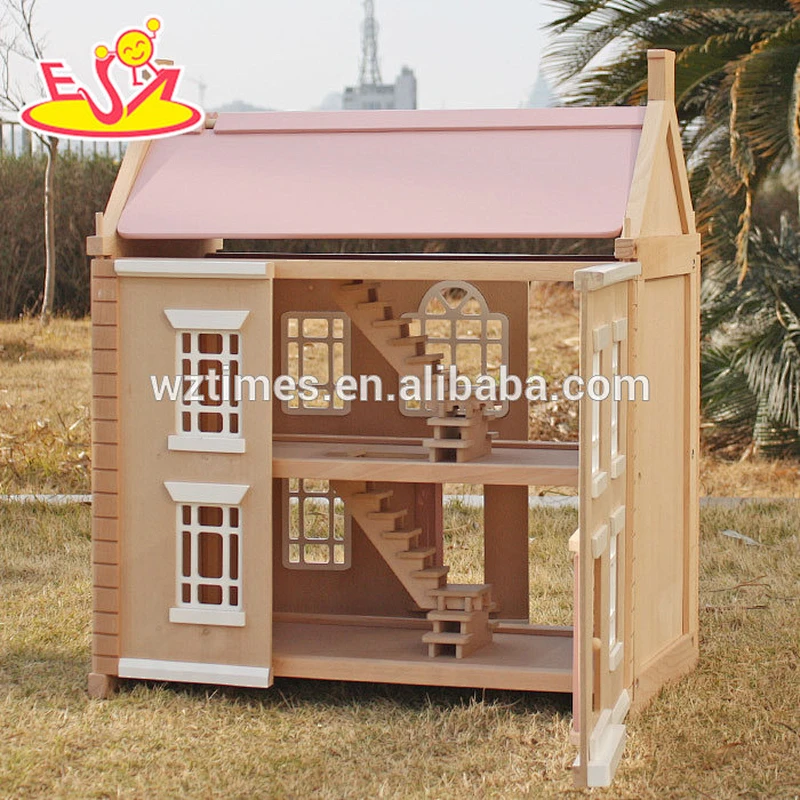 2018 high quality children wooden victorian dolls house W06A237
