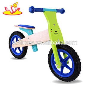 Wholesale hottest sale multi color cute wooden cartoon balance bike for kids quickly learn W16C095-1